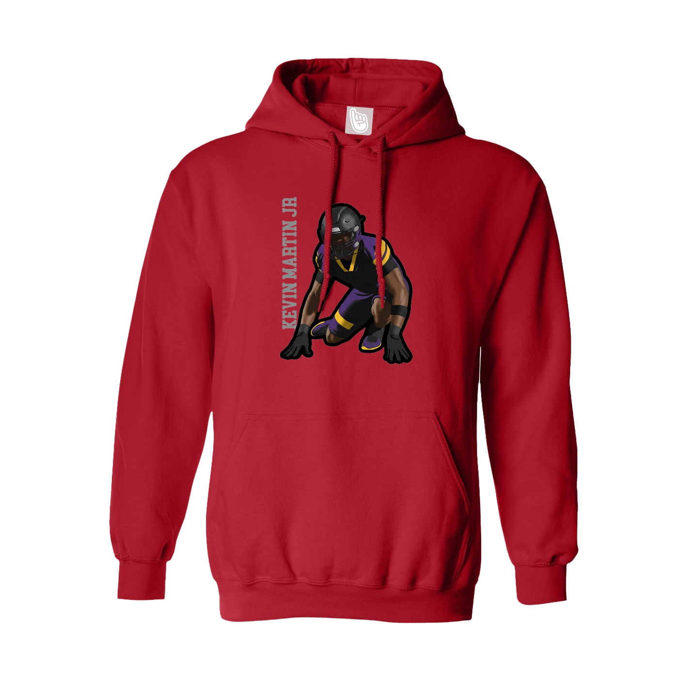 Youth Hoodie — Name Vertical in Red