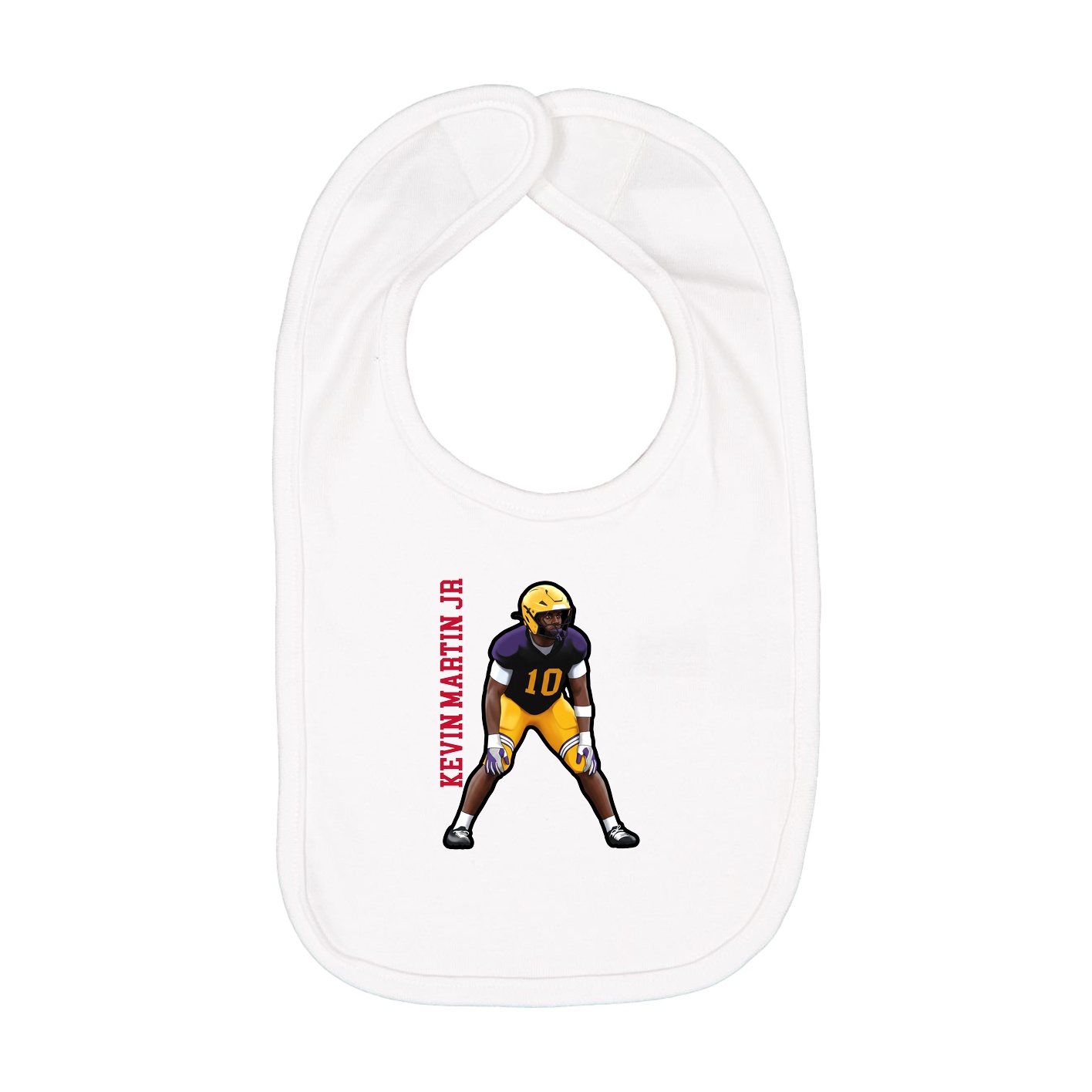 Infant Bib — Name Vertical in White
