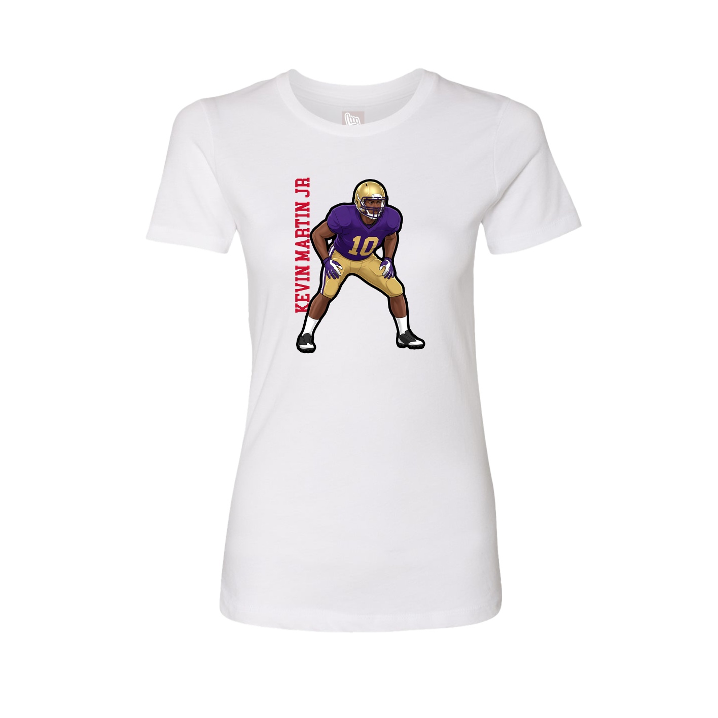 Womens Tee — Name Vertical in White