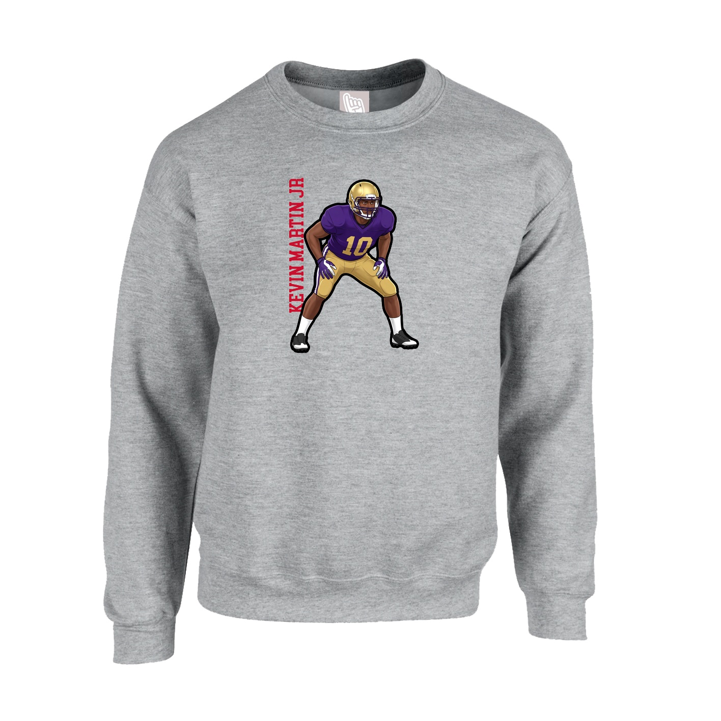 Fleece Crew — Name Vertical in Grey