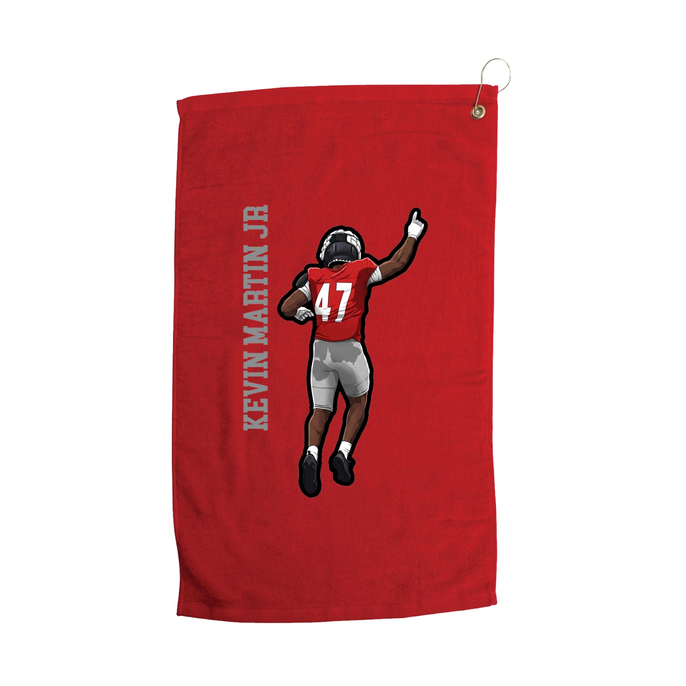Golf Towel — Name Vertical in Red