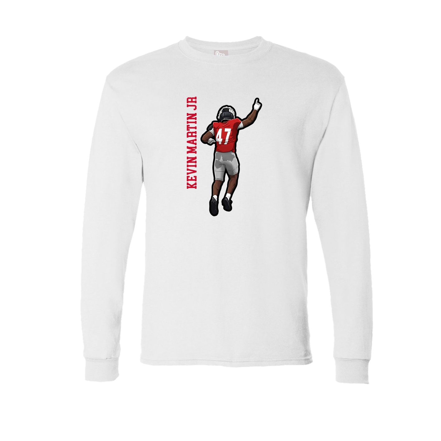 Long Sleeve Tee — Name Vertical in White