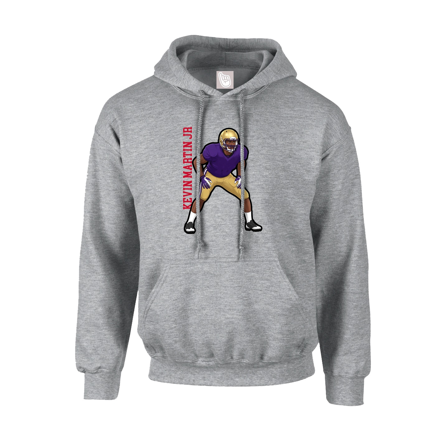 Youth Hoodie — Name Vertical in Grey