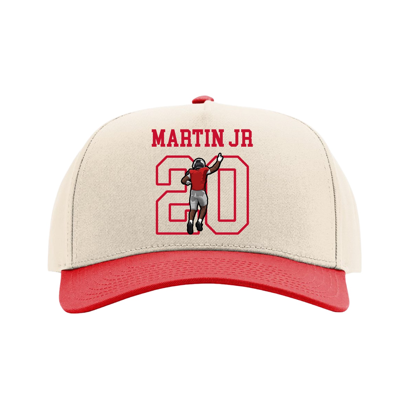 Full Fabric Five-Panel Champ Cap — Shirsey in Cream/Red