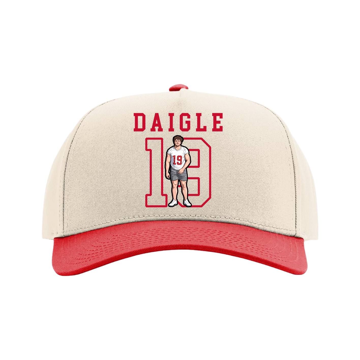 Full Fabric Five-Panel Champ Cap — Shirsey in Cream/Red