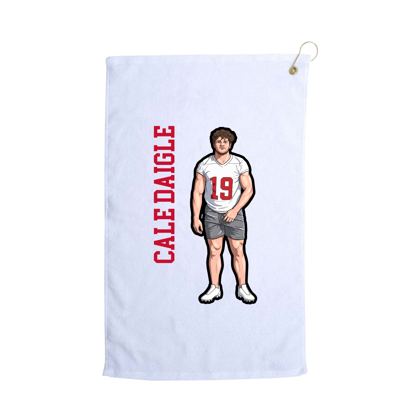 Golf Towel — Name Vertical in White