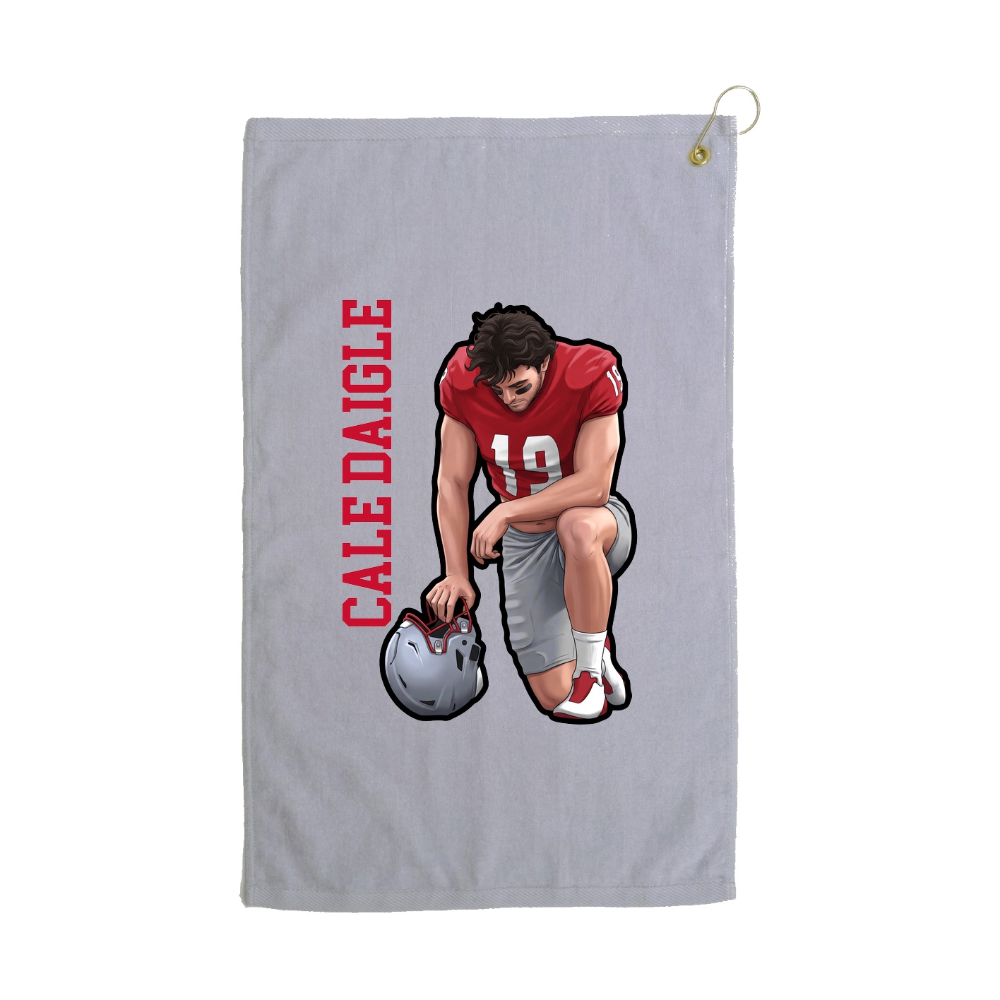 Golf Towel — Name Vertical in Grey