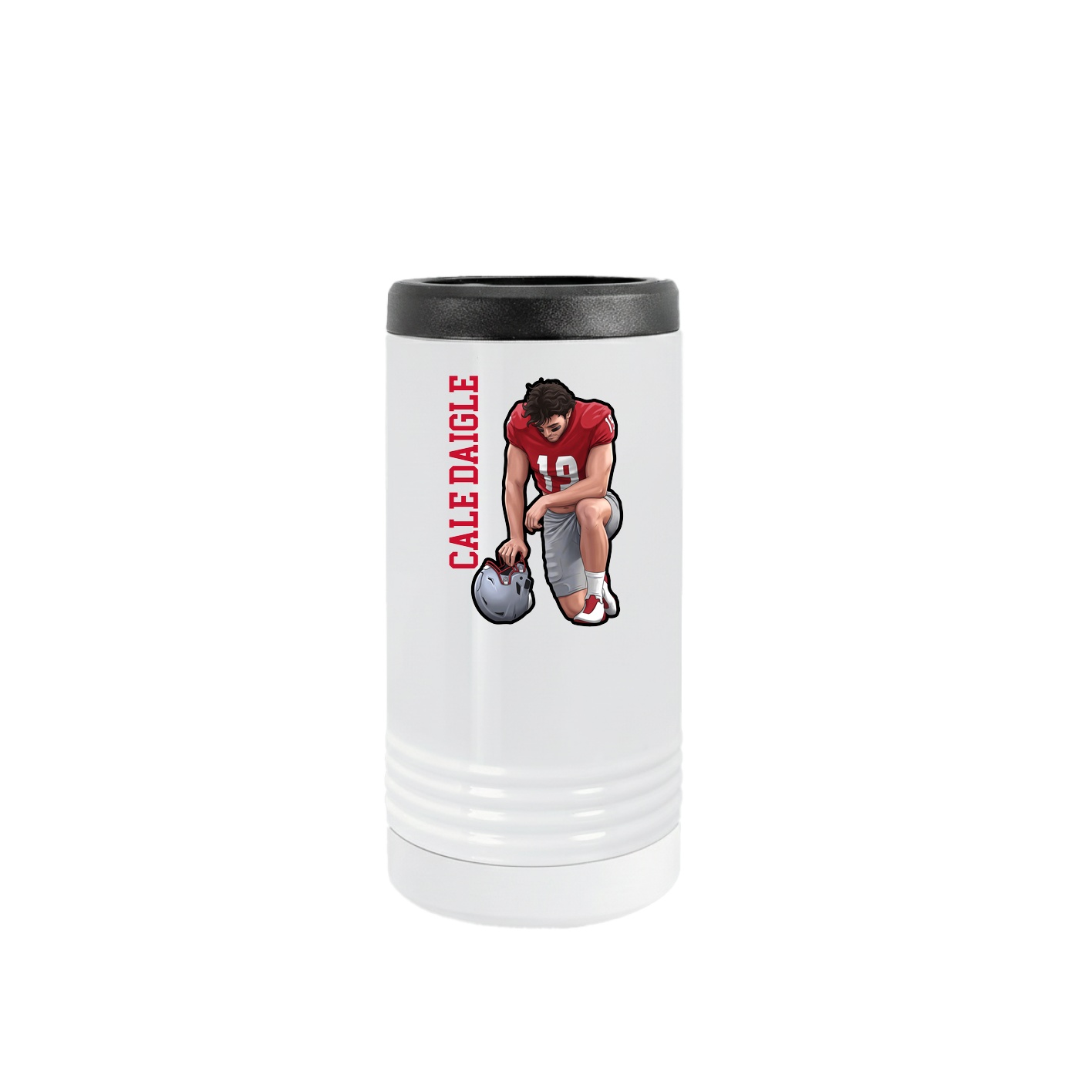 Slim Beverage Holder — Name Vertical in White