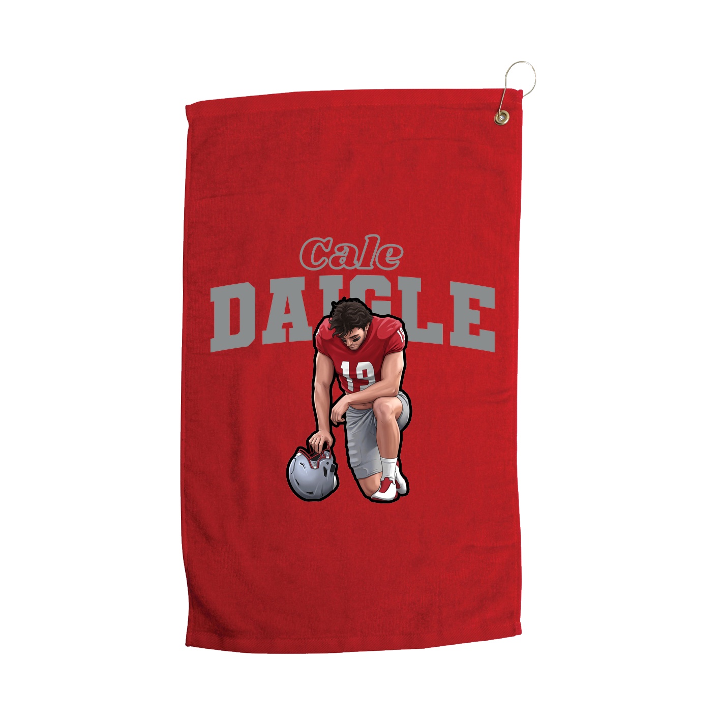 Golf Towel — Name Arch in Red