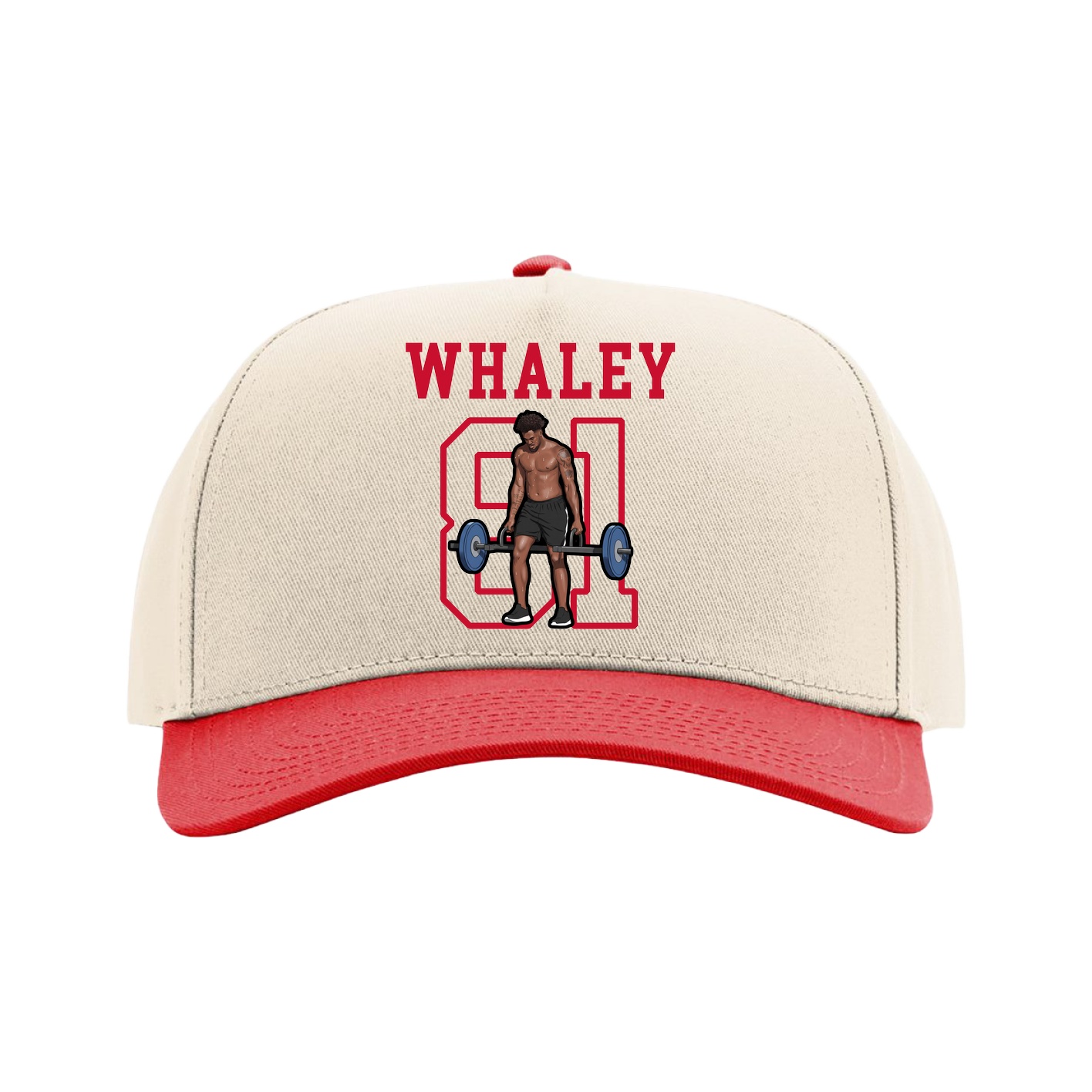 Full Fabric Five-Panel Champ Cap — Shirsey in Cream/Red