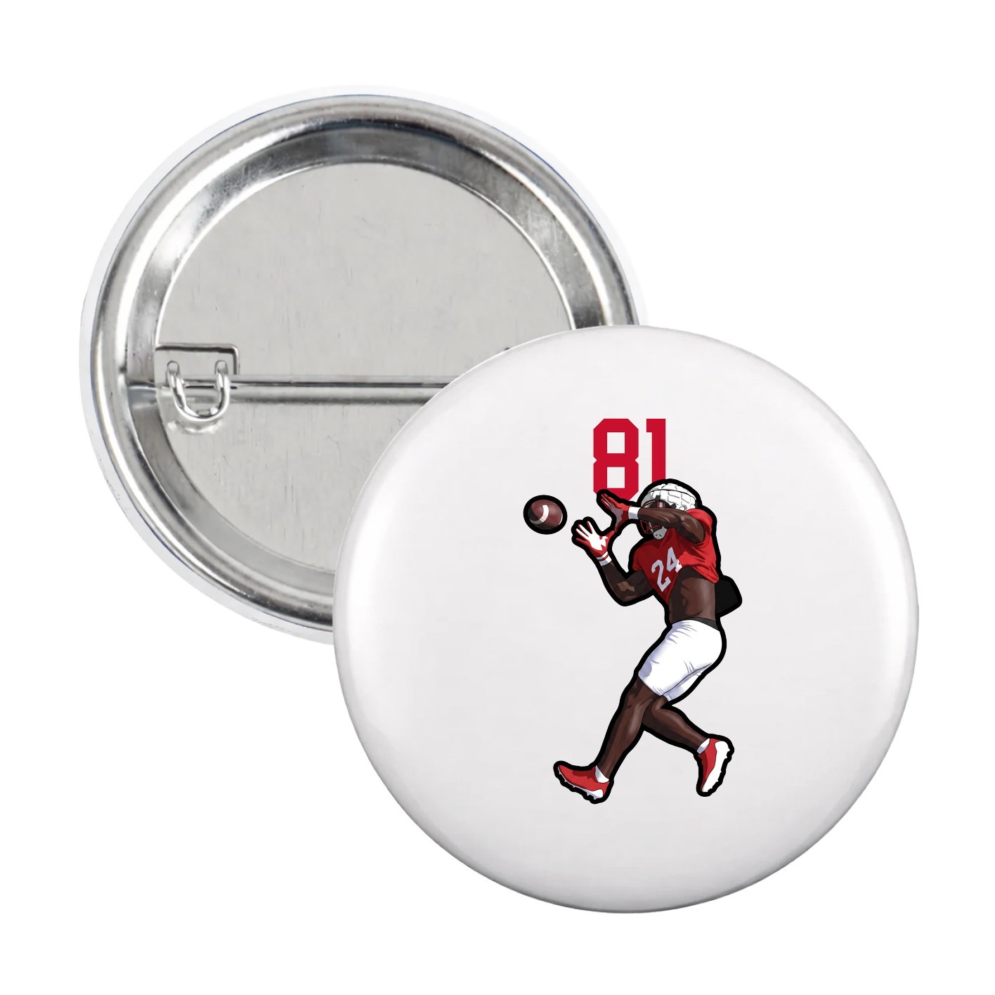Game Day Button — Number Top in White