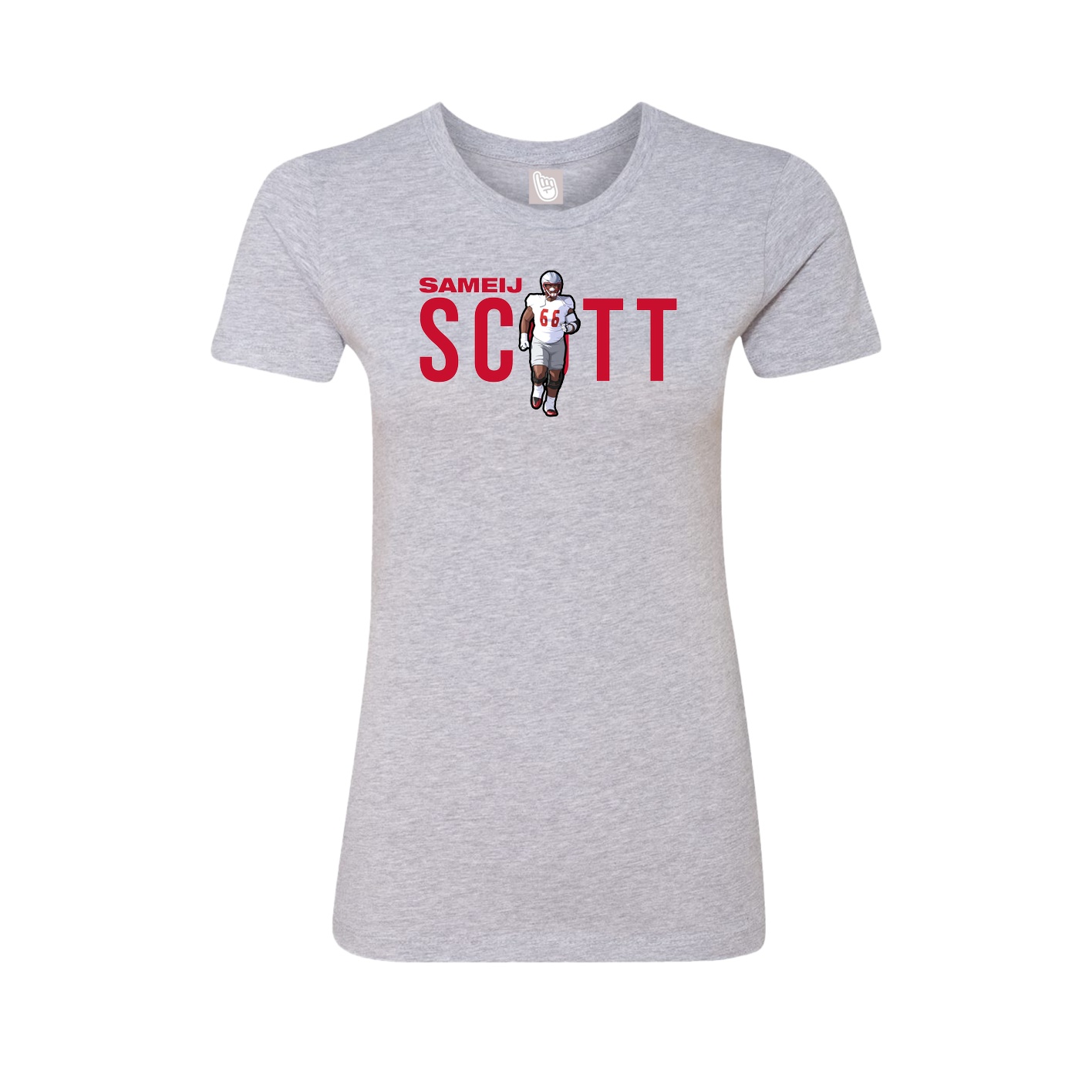 Fitted Women's Tee — Player Name in Grey