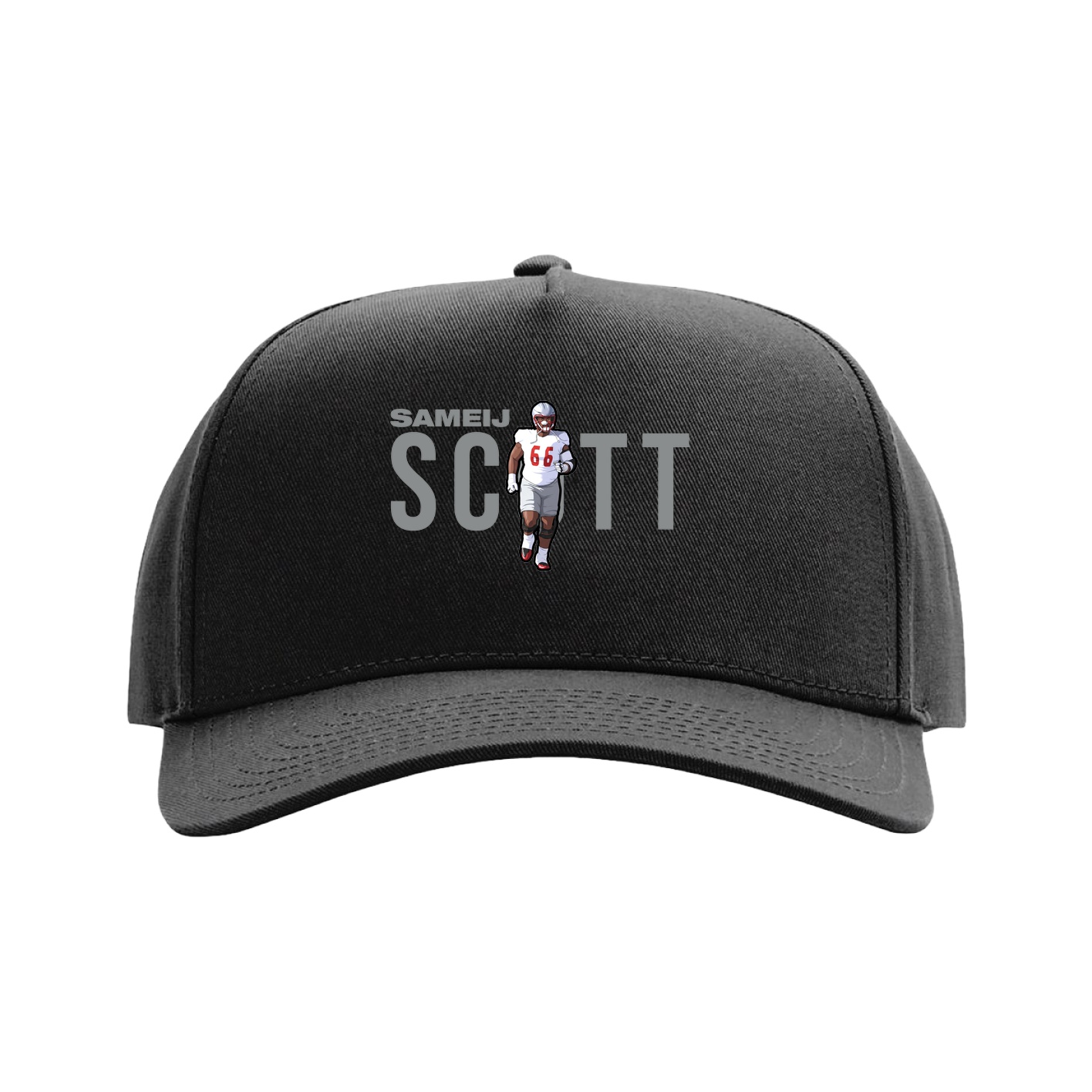 Full Fabric Five-Panel Champ Cap — Player Name in Black