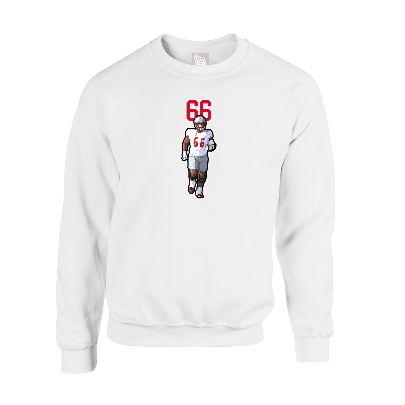 Fleece Crew — Number Top in White