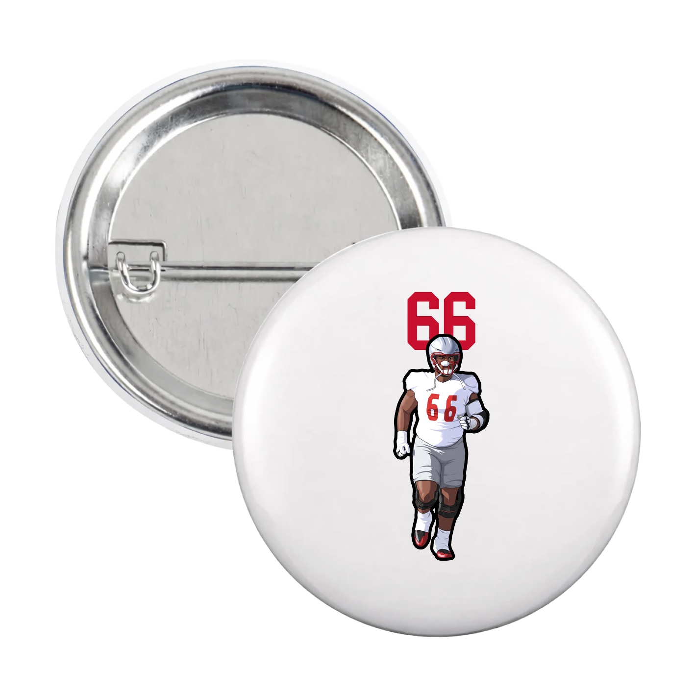 Game Day Button — Number Top in White