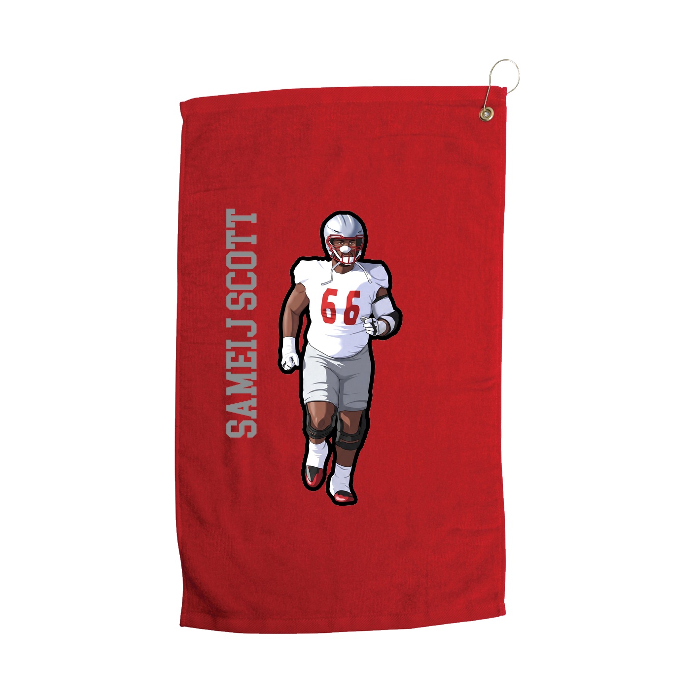 Golf Towel — Name Vertical in Red