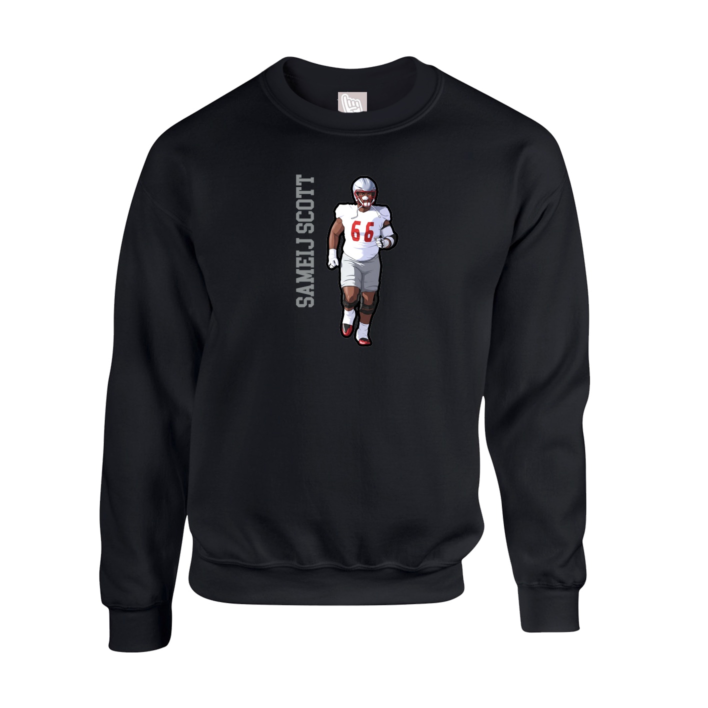 Fleece Crew — Name Vertical in Black