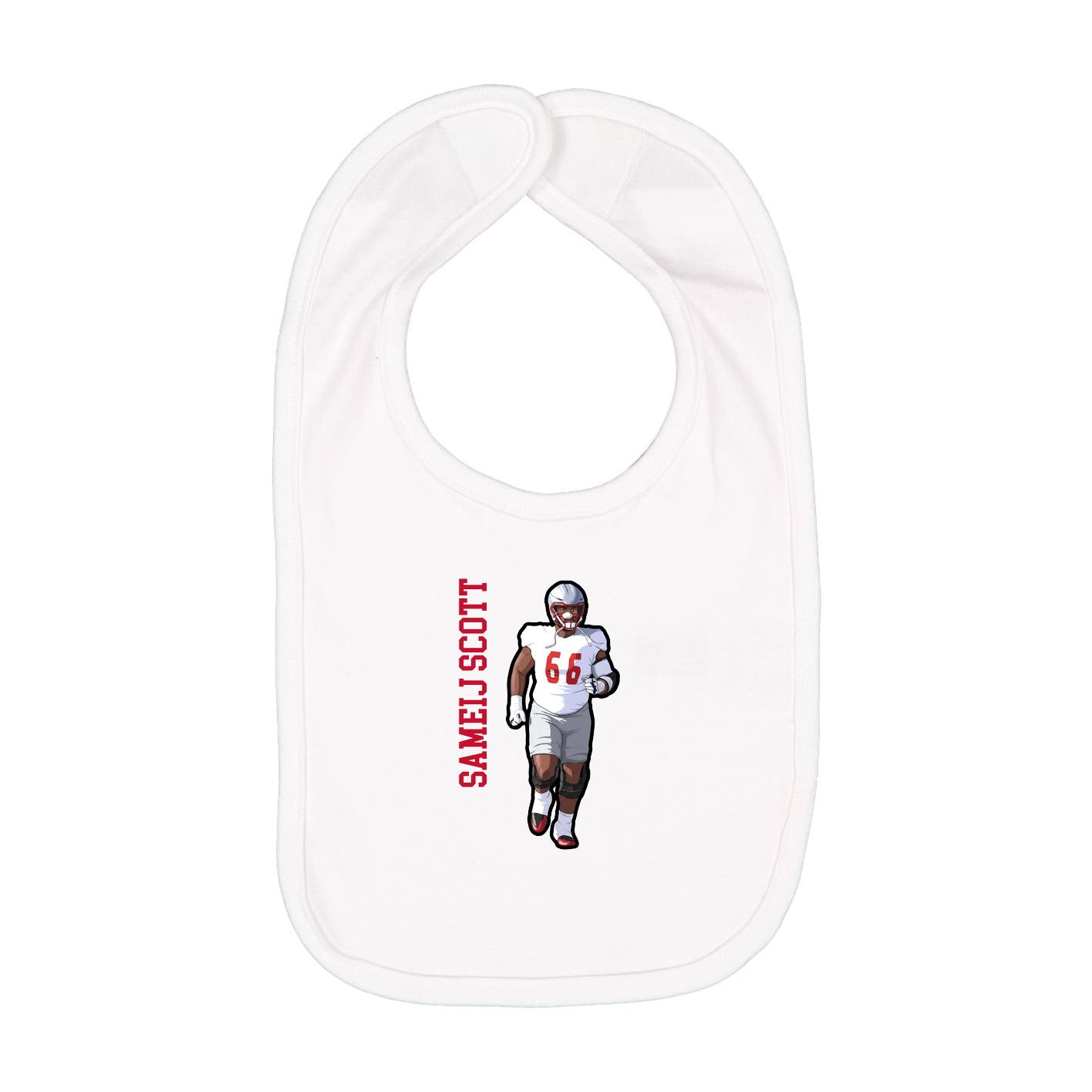 Infant Bib — Name Vertical in White
