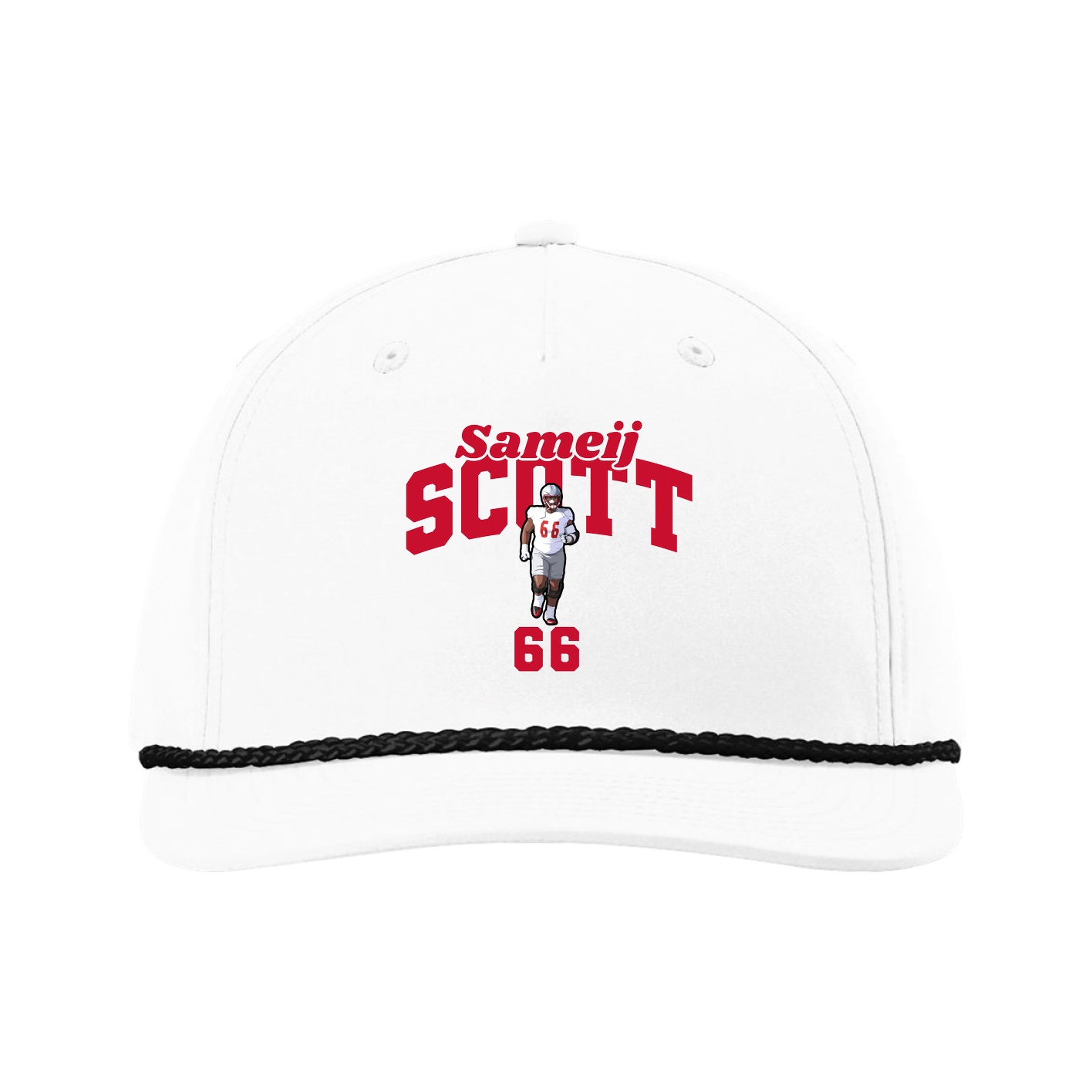 Five-Panel Classic Rope Cap — Signature Arch in White