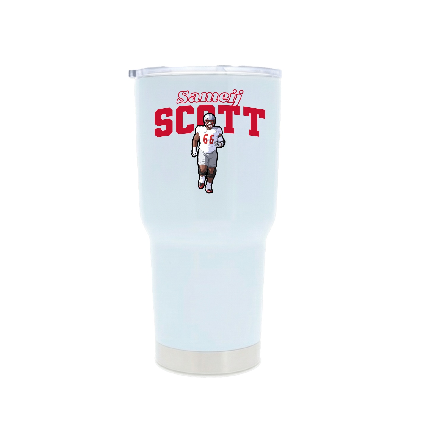 30oz Stainless Steel Tumbler — Name Arch in White