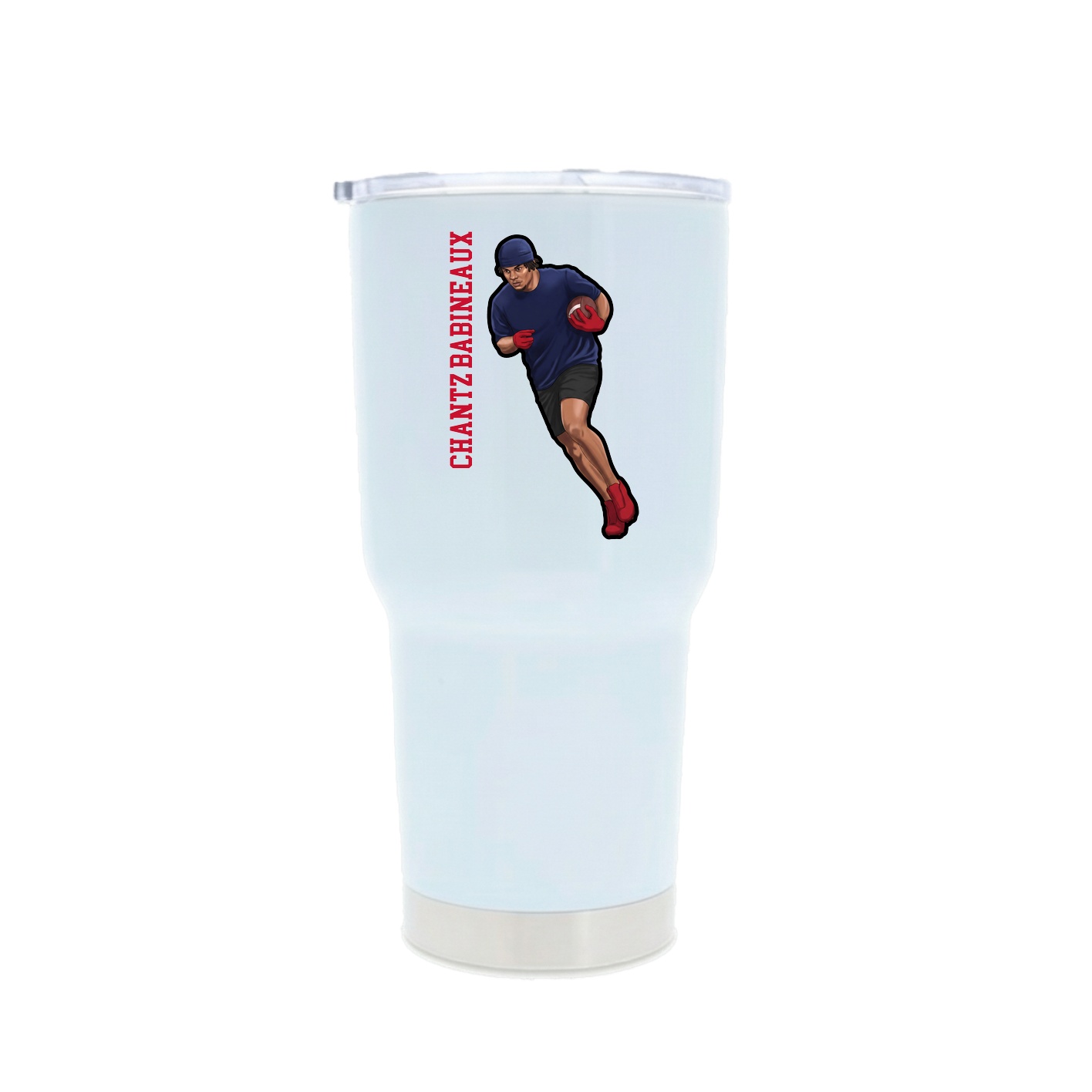 30oz Stainless Steel Tumbler — Name Vertical in White