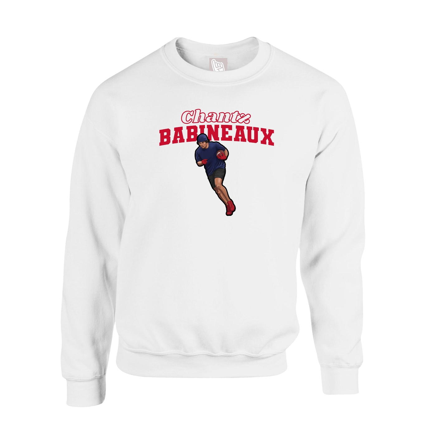 Fleece Crew — Name Arch in White
