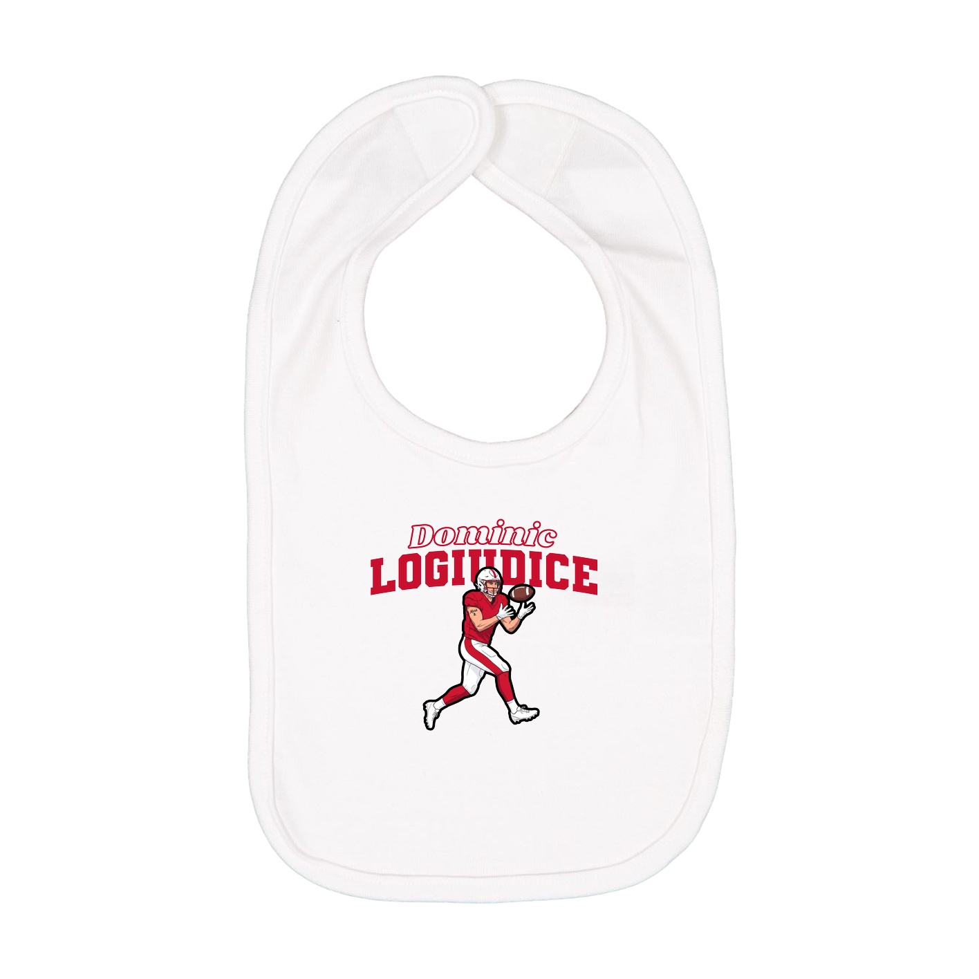 Infant Bib — Name Arch in White