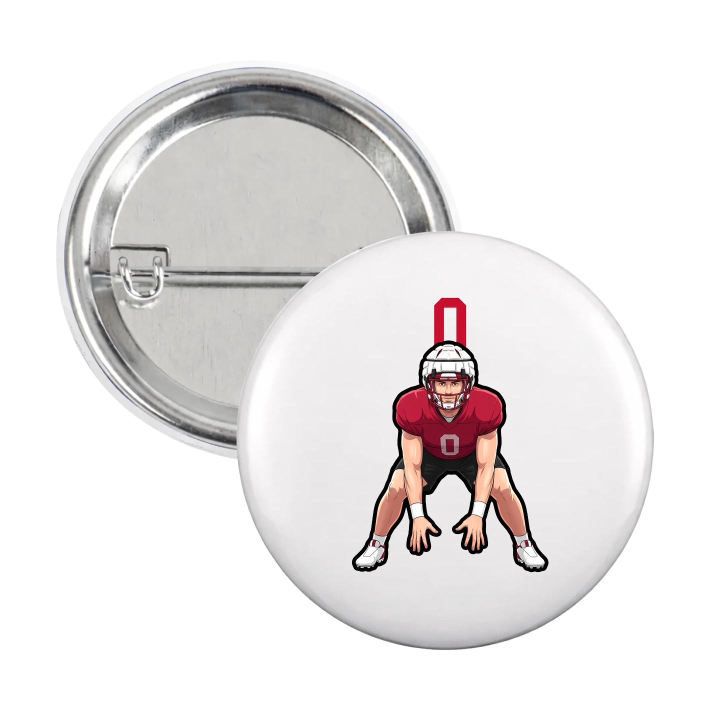 Game Day Button — Number Top in White