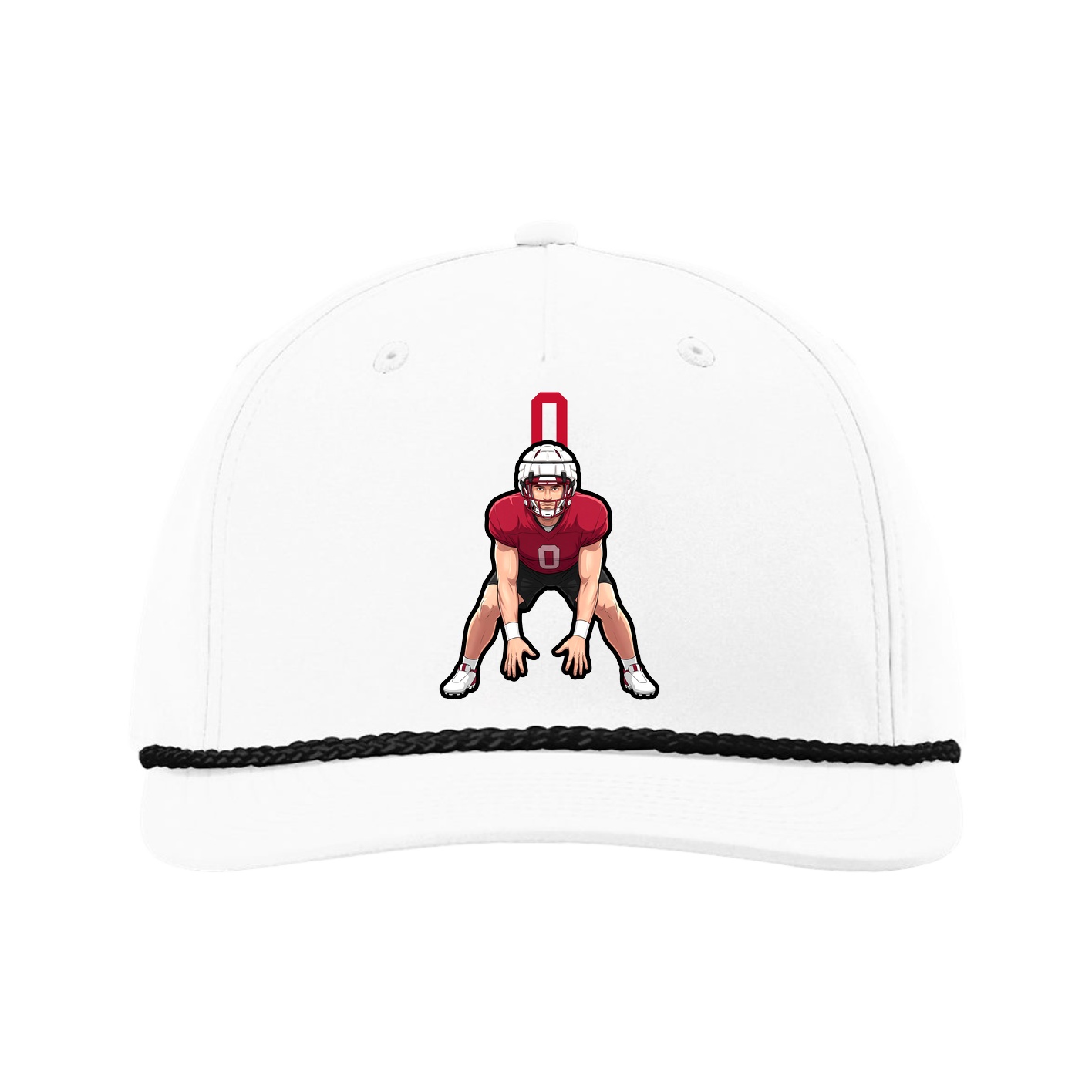 Five-Panel Classic Rope Cap — Number Top in White