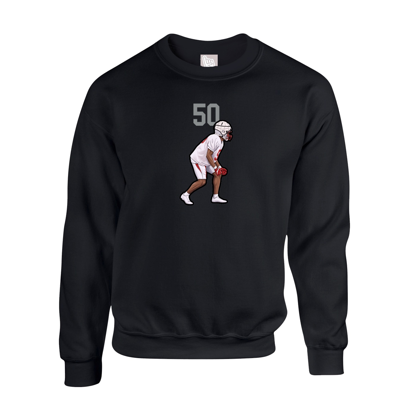 Fleece Crew — Number Top in Black