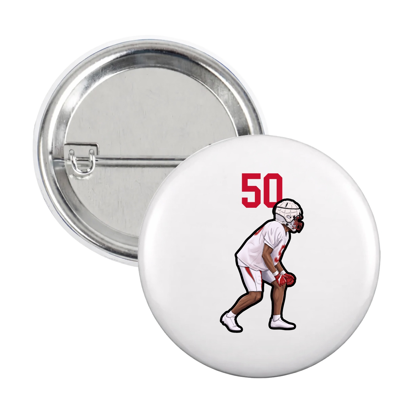 Game Day Button — Number Top in White