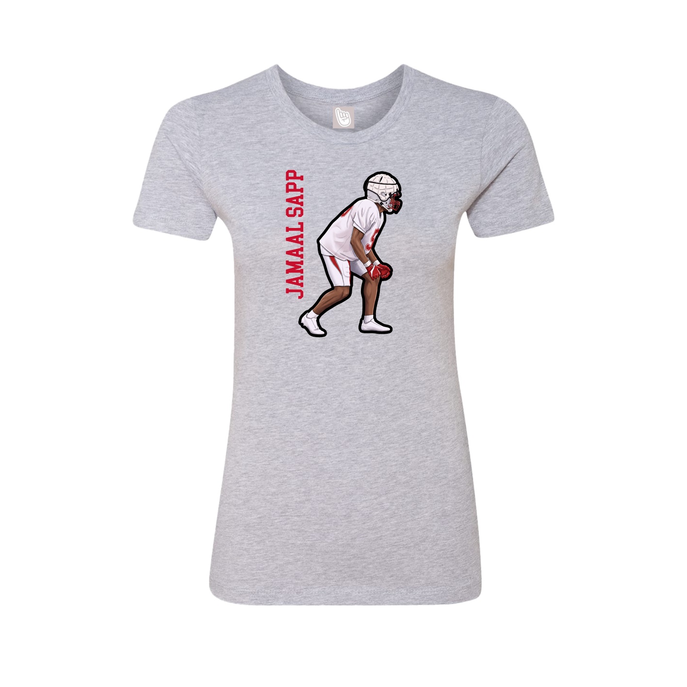 Fitted Women's Tee — Name Vertical in Grey