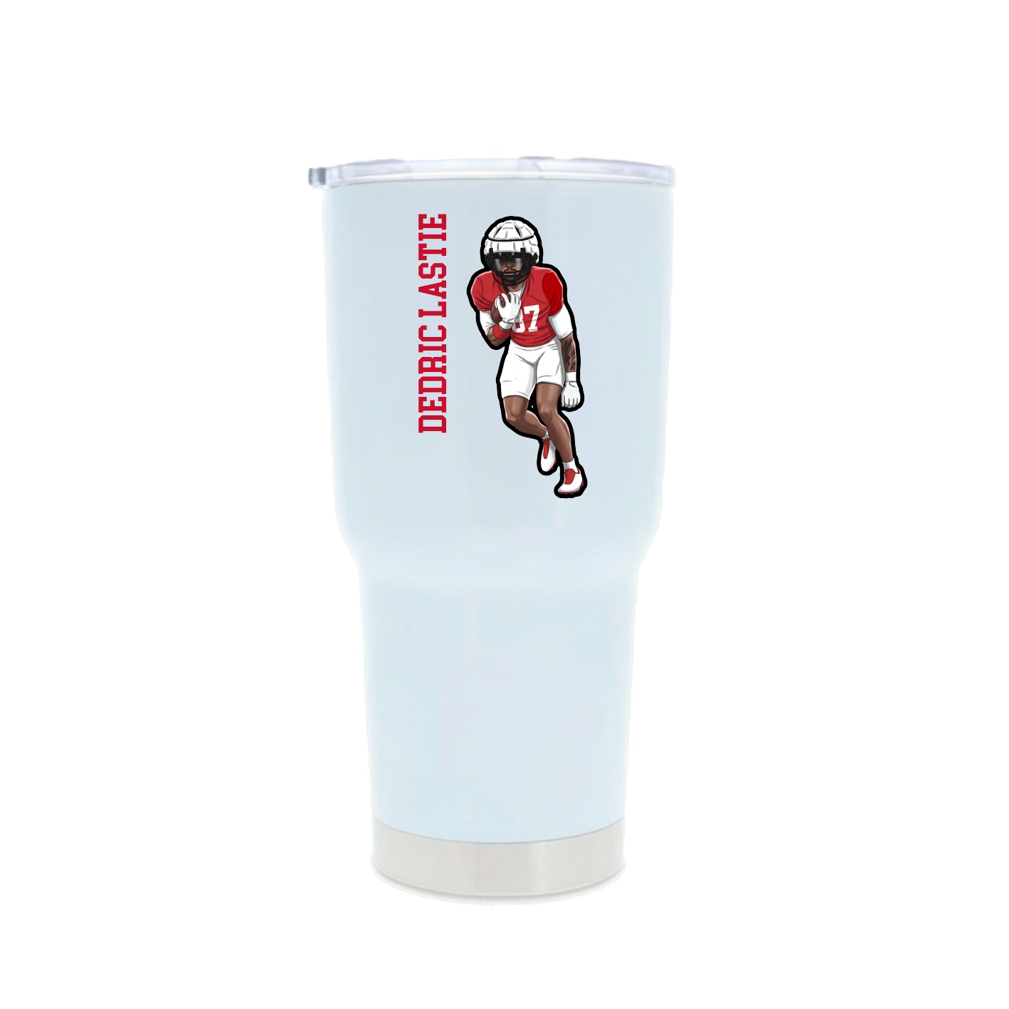 30oz Stainless Steel Tumbler — Name Vertical in White