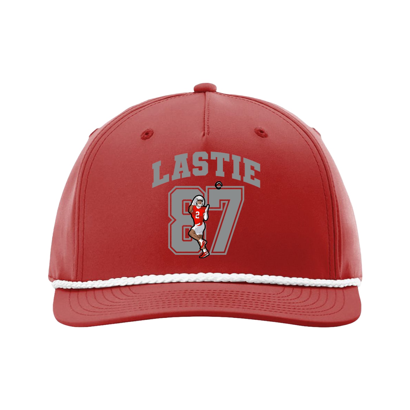 Five-Panel Classic Rope Cap — Number in Red