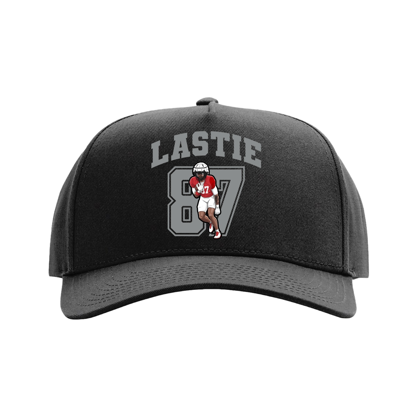 Full Fabric Five-Panel Champ Cap — Number in Black