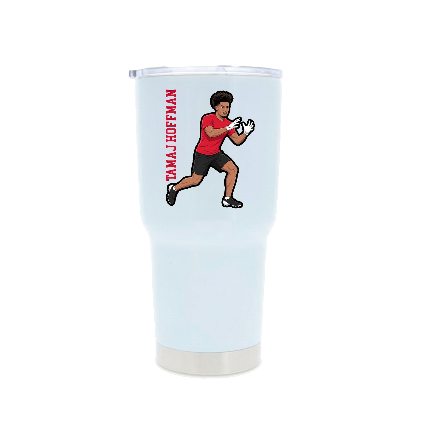 30oz Stainless Steel Tumbler — Name Vertical in White