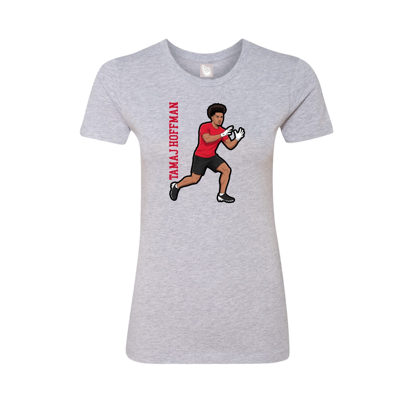 Fitted Women's Tee — Name Vertical in Grey