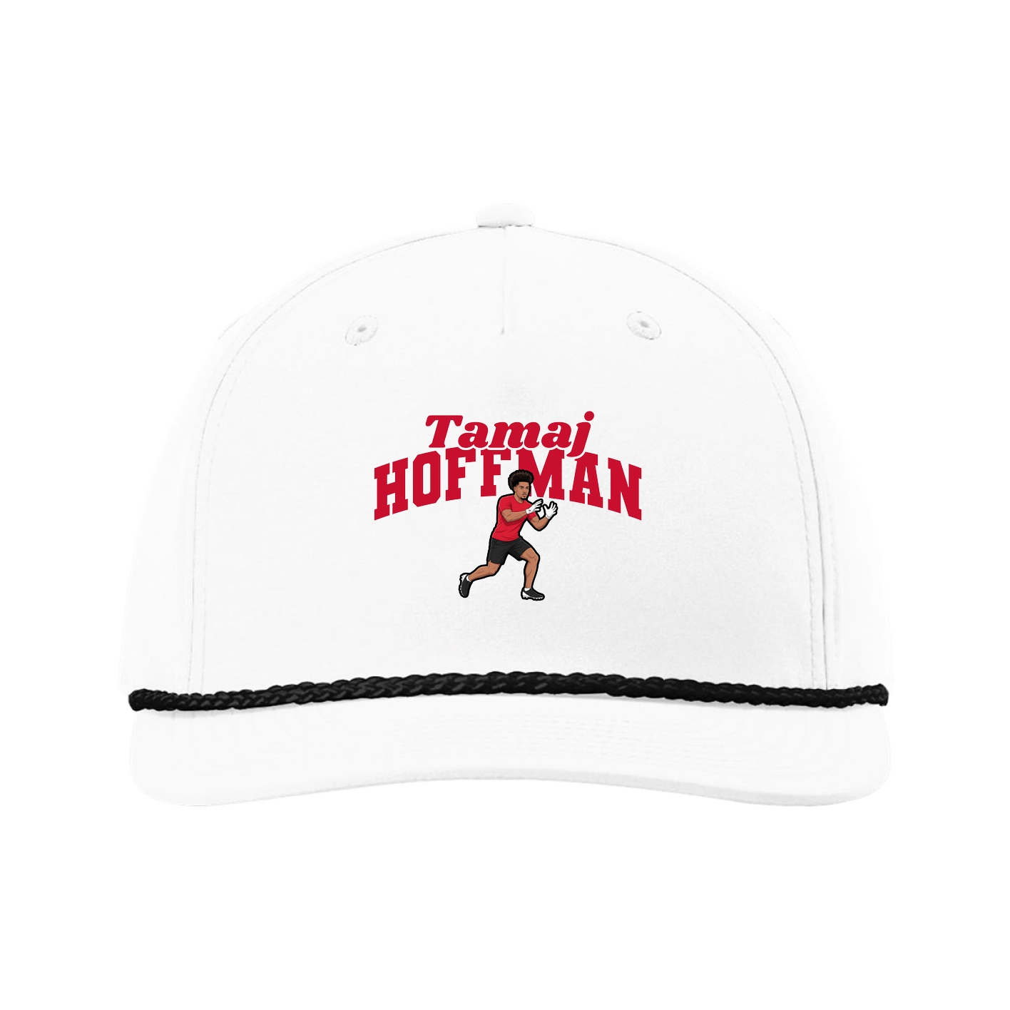 Five-Panel Classic Rope Cap — Signature Arch in White