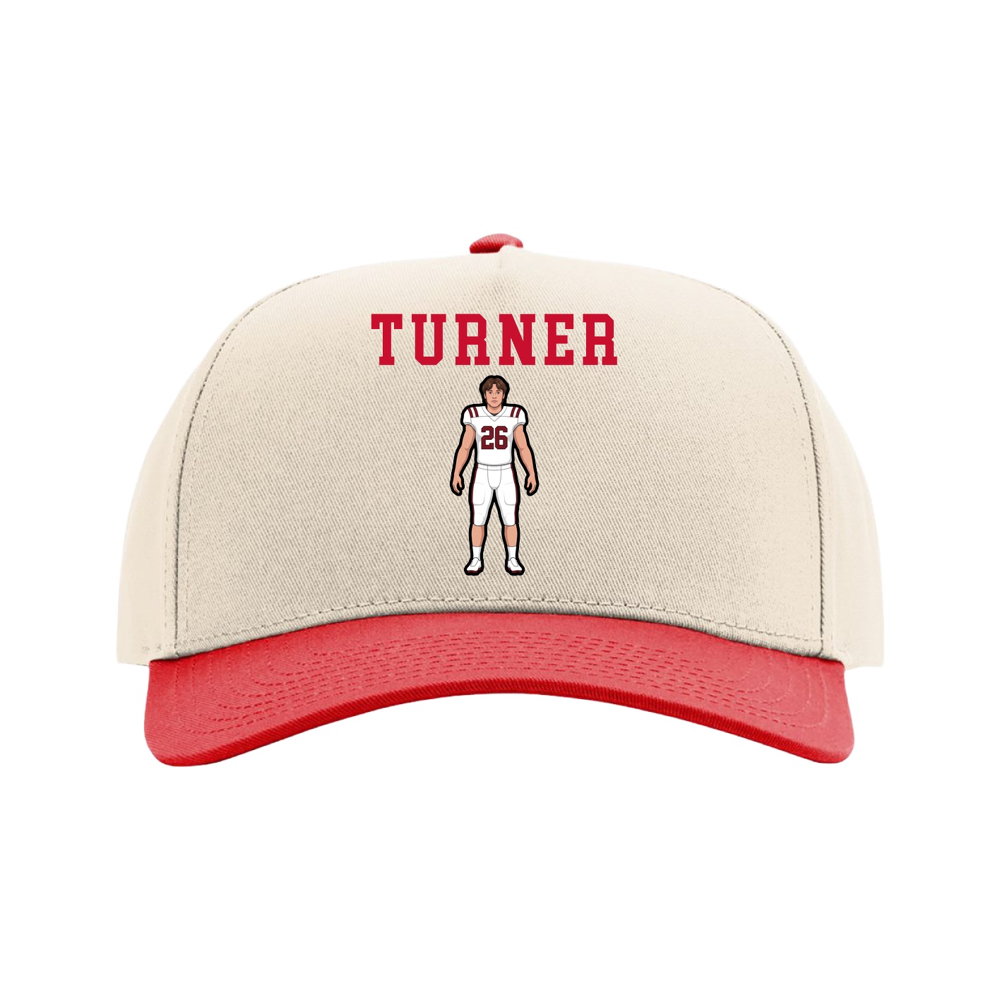 Full Fabric Five-Panel Champ Cap — Shirsey in Cream/Red