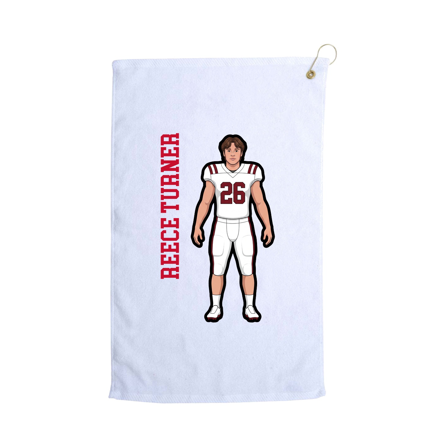 Golf Towel — Name Vertical in White