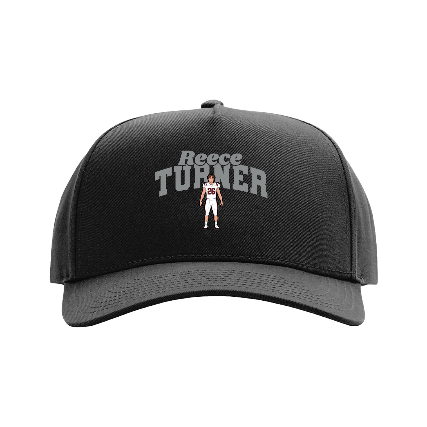 Full Fabric Five-Panel Champ Cap — Signature Arch in Black
