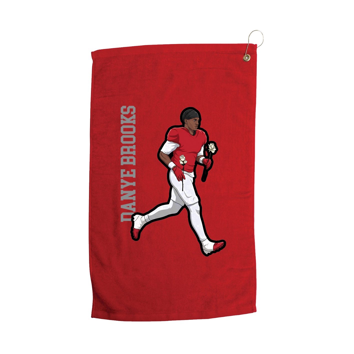 Golf Towel — Name Vertical in Red