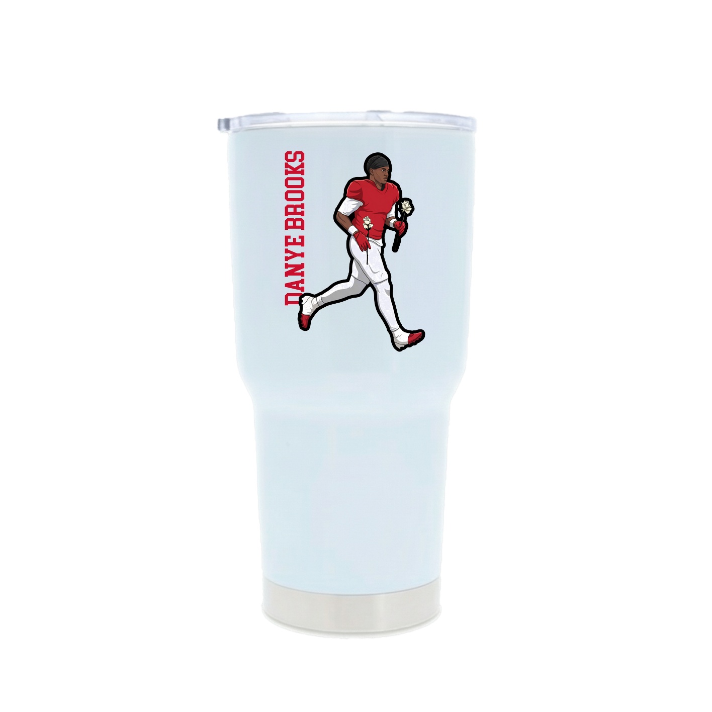 30oz Stainless Steel Tumbler — Name Vertical in White