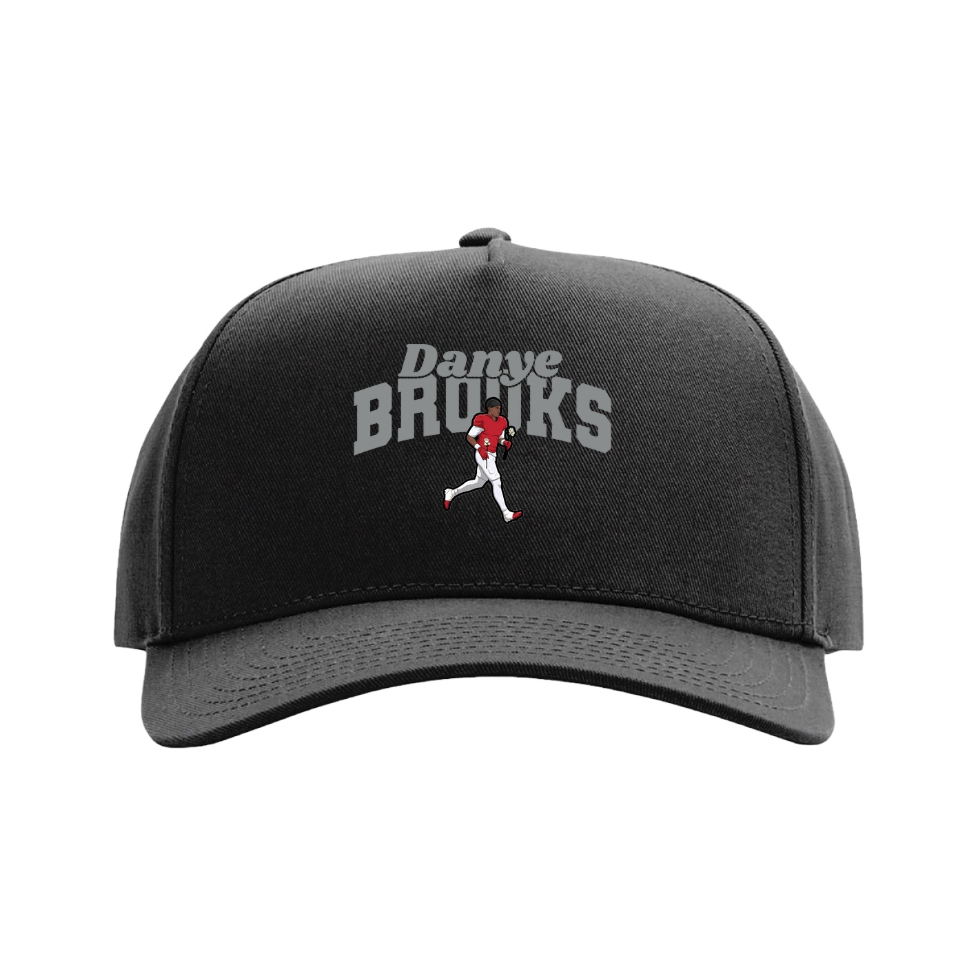 Full Fabric Five-Panel Champ Cap — Signature Arch in Black