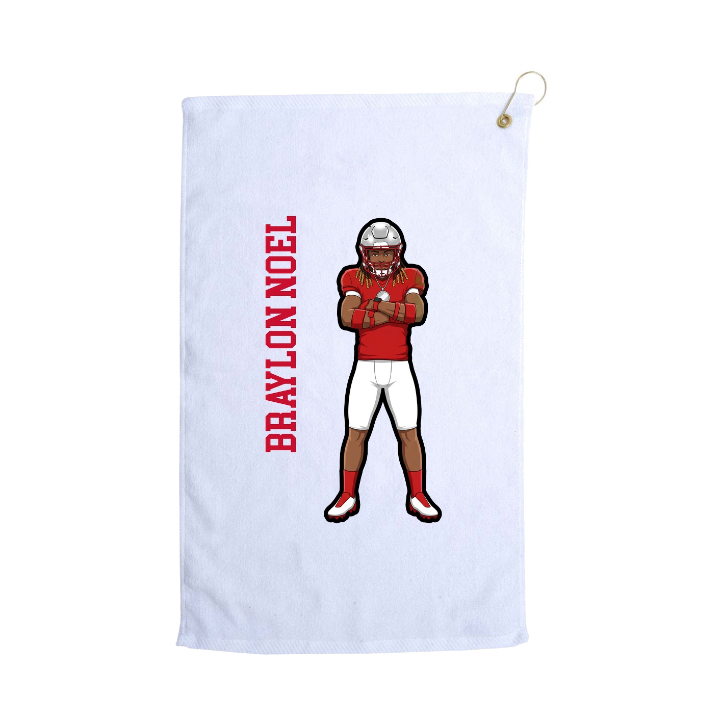 Golf Towel — Name Vertical in White