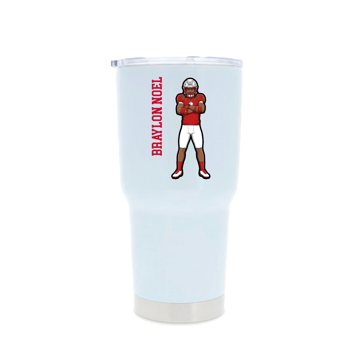 30oz Stainless Steel Tumbler — Name Vertical in White