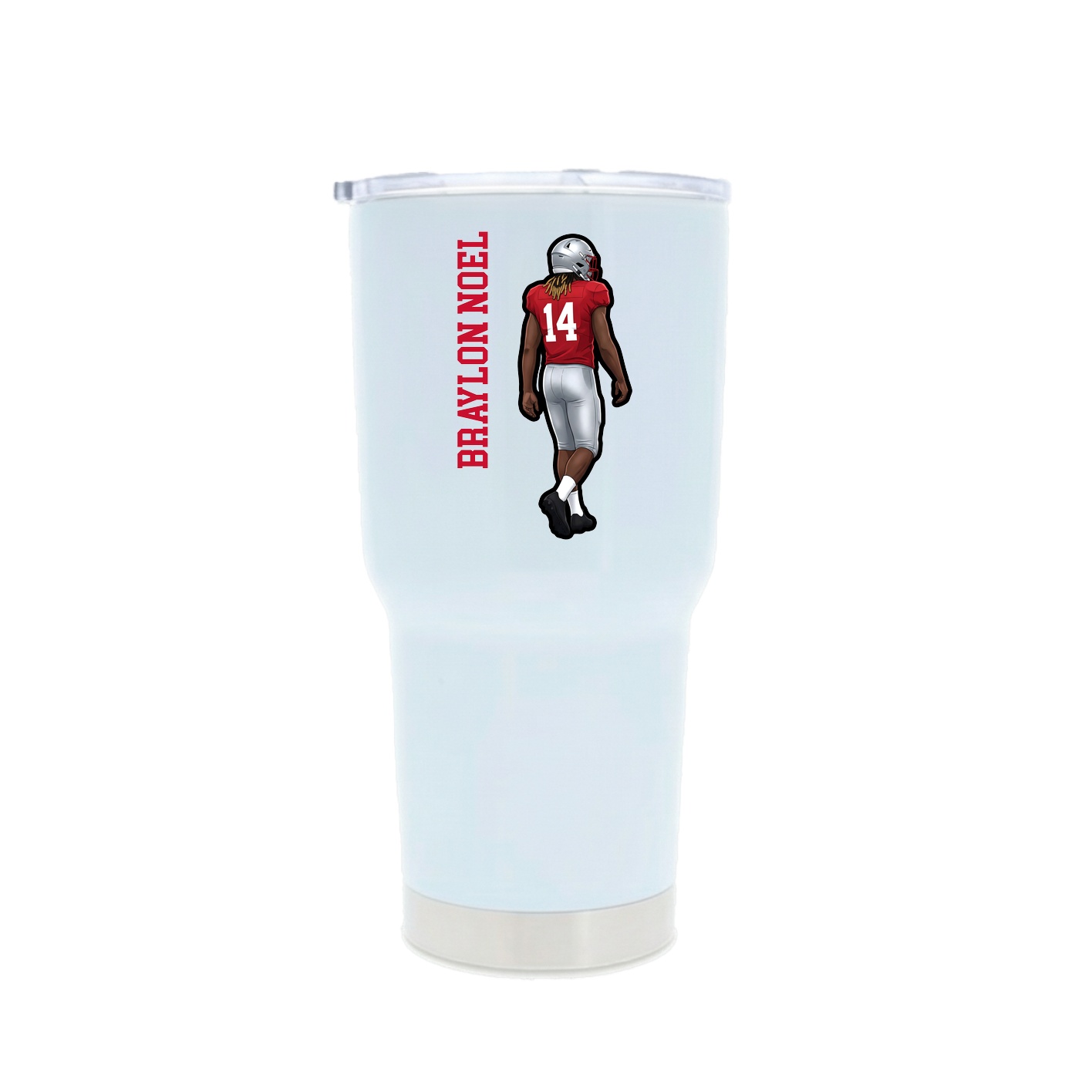 30oz Stainless Steel Tumbler — Name Vertical in White
