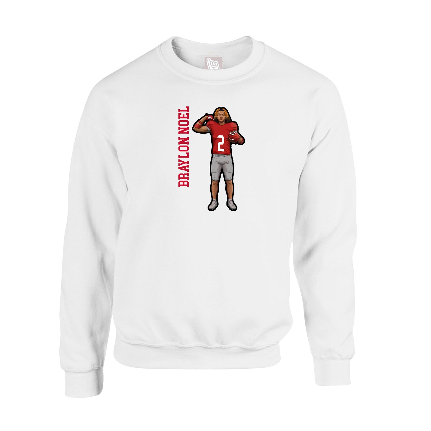 Fleece Crew — Name Vertical in White