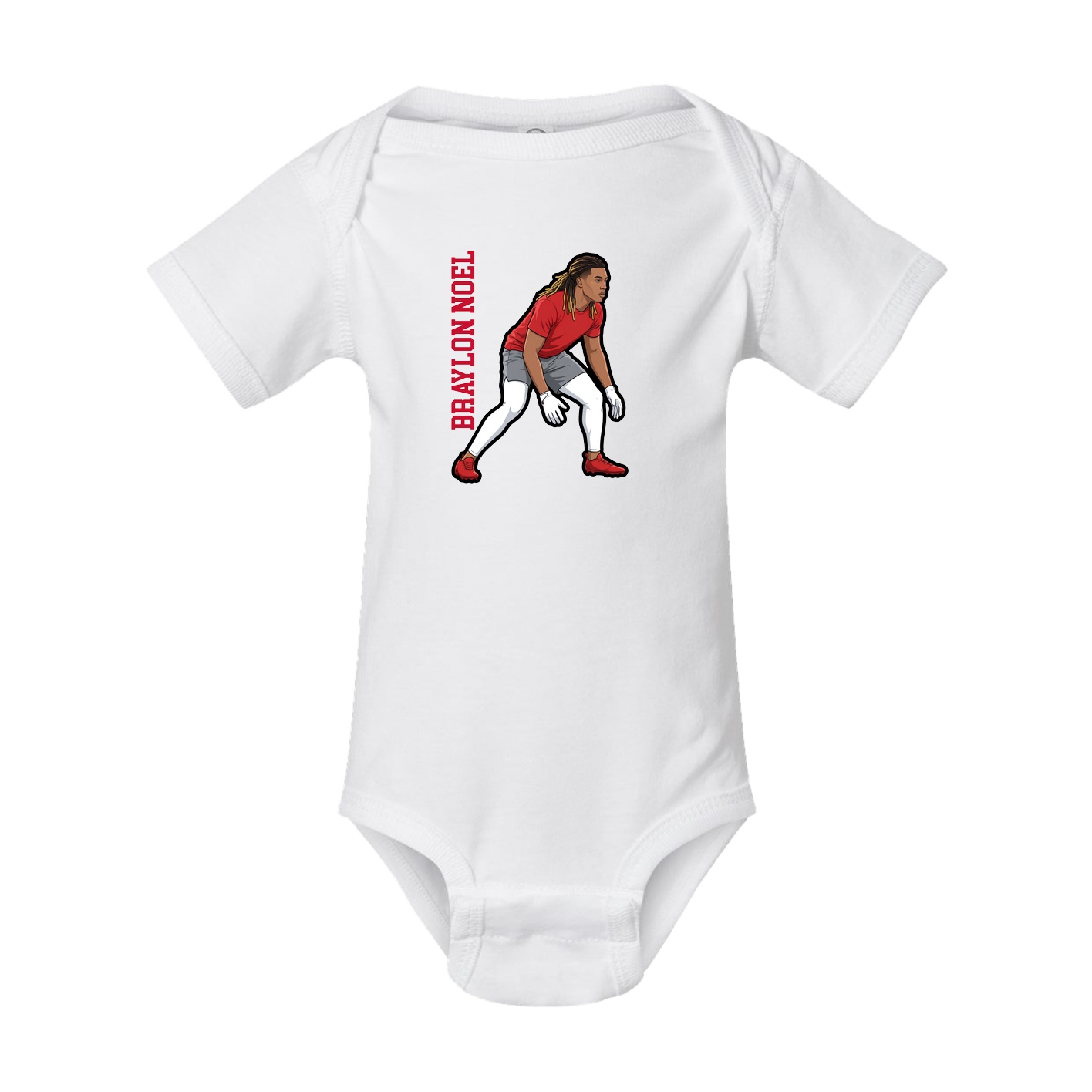 Baby Onesie — Name Vertical in White