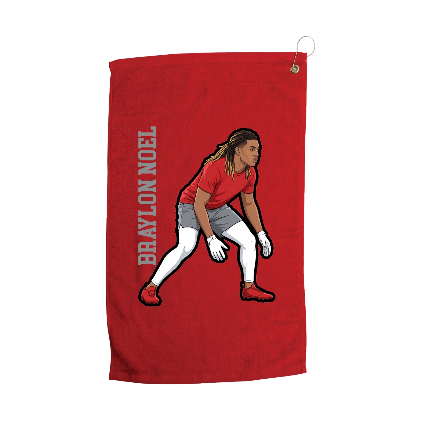 Golf Towel — Name Vertical in Red